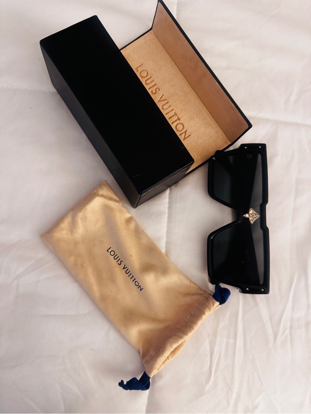 Louis Vuitton Black Shield Sunglasses with Gold LV Accent